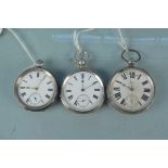 Three silver cased pocket watches to include Heald of Wisbech