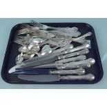 A quantity of various German 800 grade silver cutlery plus a set of eight stainless steel bladed