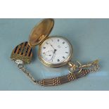 A gold plated Limit hunter pocket watch with rolled gold chain