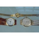 A Rotary gold plated wristwatch together with a ladies Rotary and a quartz watch