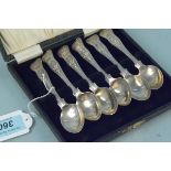 A set of six Victorian silver spoons, hallmarked London 1859,