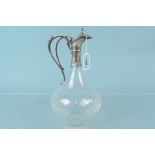A continental 800 grade silver mounted etched glass claret jug