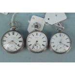 Three silver cased pocket watches to include Benson & Fisher of Lincoln