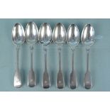 A set of six Victorian silver teaspoons, hallmarked London 1852/1853,