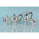 A four piece silver tea set,