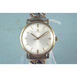 A c1960's Omega 9ct gold wristwatch (later replaced non Omega crown), case back engraved,