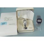 A ladies Seiko 5 stainless steel wristwatch in original box with papers plus a Citizen quartz watch