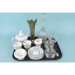 A Staffordshire Crown bone china tea set comprising a teapot, milk jug,