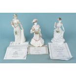 Three Coalport porcelain figurines including limited edition 'Diana,