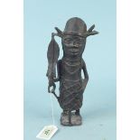 A Benin style bronze figure of a warrior,