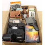 Various vintage cameras including two Kodak, Italian Comet 5, Rolls Automatic 8,