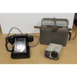 GPO black Bakelite telephone 3321 plus a cased vintage Eumig 504 video camera