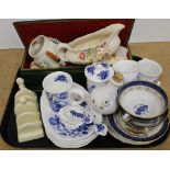 Mixed china including blue and white,