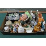 A box of mixed ceramics including Royal Albert Forget-Me-Not, Dutch houses, honey pots,