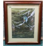 Neil Fox, artist signed watercolour of a kingfisher, 29.5cm x 39.