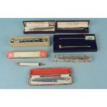 A selection of vintage propelling pencils, some boxed including two hallmarked silver 'Yard-O-Lead',