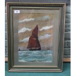 A framed and glazed mixed media of a Lowestoft fishing smack LT459, signed possibly 'Greenwood 99',