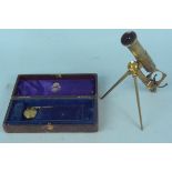 A cased Victorian John Browning Strand London pocket microscope