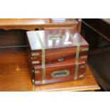 A 19th Century mahogany brass bound apothecary's box with drawer