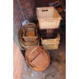 A selection of baskets and other wicker items