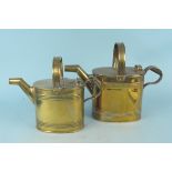 Two Edwardian brass watering cans