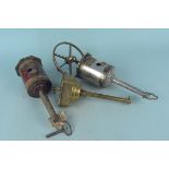 Three 19th Century clockwork roasting jacks, one by 'Reynolds Bros Ironmongers,