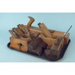 Seven assorted wooden moulding and shooting planes