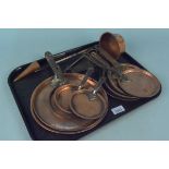 Assorted copper saucepan lids (sizes range from 11cm - 23.