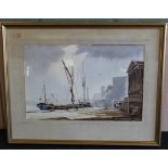 A framed watercolour 'Custom House at Ipswich', signed Fredk H Brown, Suffolk artist, 49.