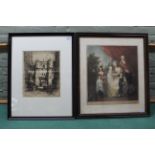 Eleven assorted framed 19th Century prints after Morland Wheatley etc plus topographical,