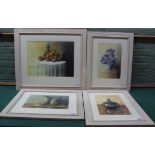 Four framed still life pastel studies by Jane Spence 2001