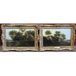 Edward Williams (1782-1855) a pair of framed oils on panel 'Landscapes New Trowse, Norwich',