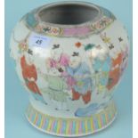 A 19th Century Chinese porcelain squat vase on a flared rim, decorated with figures in a landscape,