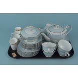 A Noritake Laureate pattern six setting tea set including a teapot,