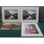 Five copies of mounted pastel prints 'The Wind in the Rushes' after Jane Spence etc