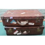 Two vintage leather bound 'The Orient' suitcase/trunks,