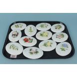 A set of twelve oval wall plaques of the twelve months with flowers of the month by Coalport (three