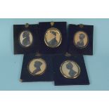 Five 19th Century framed silhouettes, one coloured,