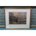 A watercolour painting 'Squally Near and Calm in Distance' by Henry W Harvey,