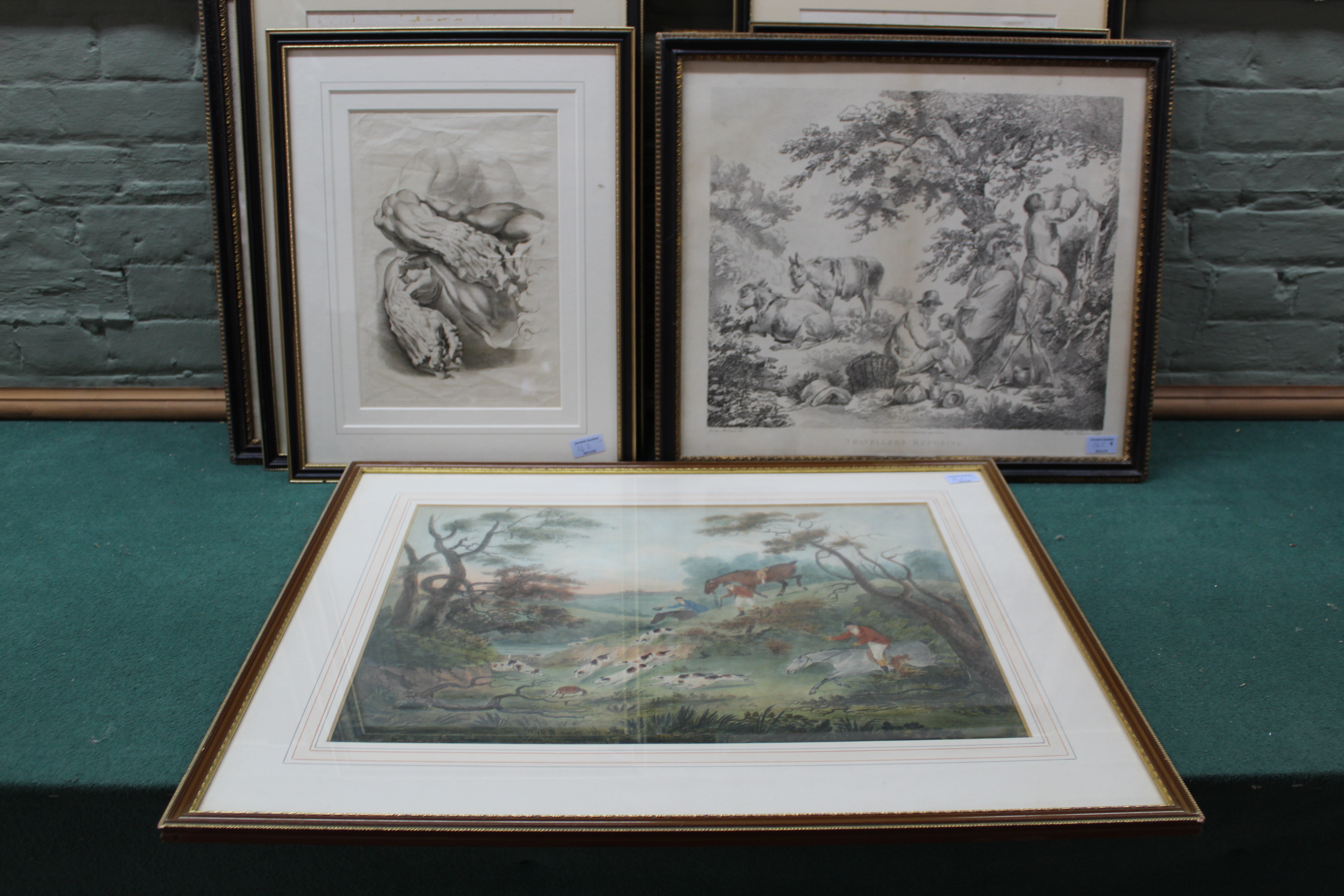 Eleven assorted framed 19th Century prints after Morland Wheatley etc plus topographical, - Image 2 of 3