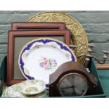 A mixed box of items to include a Wedgwood 'Charlotte' pattern meat plate,