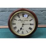 A wooden cased fusee wall clock, the face marked 'Cromwell Marsh Dover',