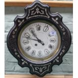 A late 19th Century French wine yard wall clock with gilt and enamel dial and mother of pearl