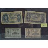 WWII Norway banknotes, 1, 2, 5,