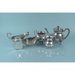 A selection of silver plated items including a tea canister,