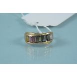 A 9ct gold multi colour stone set ring, size L 1/2,