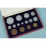 A 1937 George VI fifteen coin specimen set in original case
