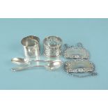Mixed silver to include two labels, two napkin rings etc,