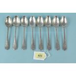 A set of eight Victorian Scottish silver teaspoons, hallmarked Glasgow 1874, maker William Coghill,