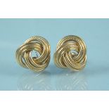 A pair of 9ct gold knot design earrings, weight approx 4.